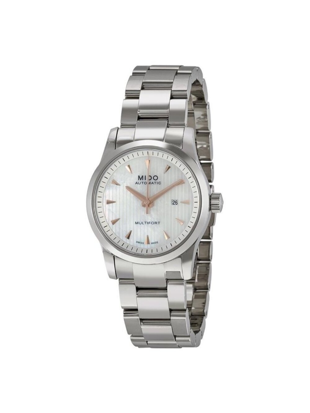 NWT Mido Multifort Automatic Mother of Pearl Dial Stainless Steel Ladies Watch
